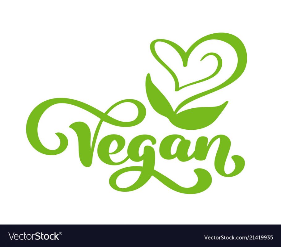 Vegan Vector Illustration Logo Food Design Handwritten Lettering For