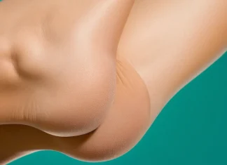 Reasons To Know Why Your Feet Are Peeling Close-up of bare feet and heels resting against soft teal background illustrating healthy foot care