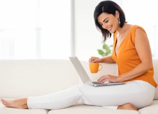 Top 20 Online Dating Tips Young woman browsing online dating profiles on laptop at home