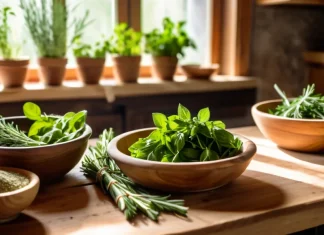 6 Herbs And Spices That Will Improve Your Memory Arrangement of fresh medicinal herbs and spices on rustic wooden counter