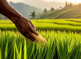 Making The Most Of Every Opportunity – Story about Five Grains of Rice Hands gently cupping golden grains of rice in sunlit terraced paddy field