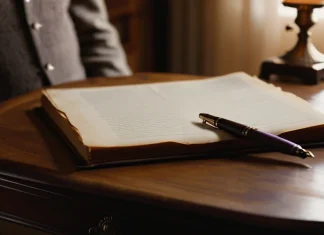 An Intelligent Love Letter Classic fountain pen resting beside handwritten letter and lavender on warm wooden desk