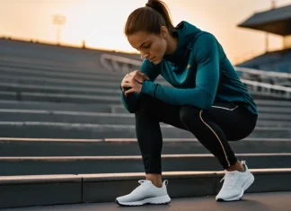 Muhammad Ali: How He Became Champion? Focused athlete preparing for morning workout on stadium steps during golden sunrise