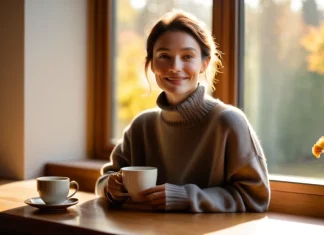 What Is The Best Time Of Your Life? Peaceful person holding warm cup of tea by sunny window reflecting on life's rewarding stages