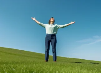 You are Special Joyful person on green hillside celebrating unique self-worth under open sky