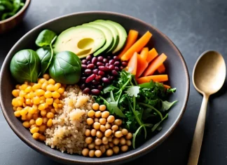 Amazing Tips to Eat Healthy and Clean Colorful nutritious grain and vegetable bowl on clean slate placemat