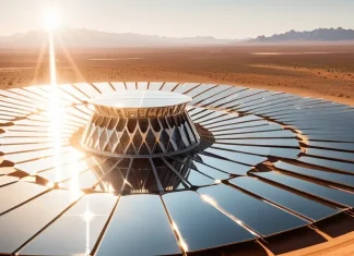 Can Molten Salt Make 24-Hour Solar Energy Possible? Concentrated solar power tower and heliostat mirrors in desert under sun