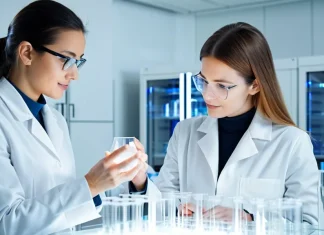 Scientists Accidentally Create Mutant Enzyme That Eats Plastic Bottles Biochemists studying plastic-digesting enzymes in bright modern laboratory