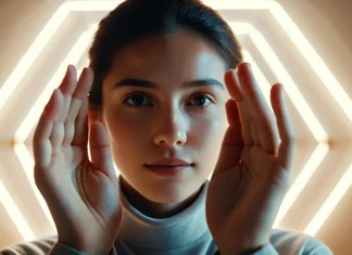 Emotional Recognition Technology on the Horizon Futuristic subtle concept of human emotion and ethical digital technology