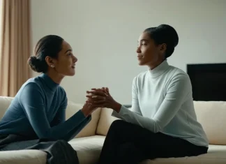 6 Characteristics Of An Unfaithful Person Two adults engaged in thoughtful serious conversation about relationship trust