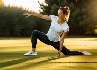 Unexpected Benefits of Yoga for Athletes: What Sports Science Shows Athlete practicing deep low lunge yoga stretch on green grass during sunset
