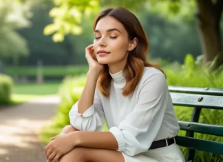 How to Be Happy: What the Science of Wellbeing Actually Recommends Person smiling serenely on park bench enjoying gentle breeze and nature