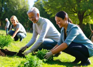 8 Simple Ways to Help the Environment Community volunteers planting young saplings in sunny green park