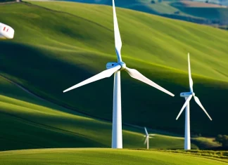 This Is Exactly Why Clean Coal Is A Joke Modern wind turbines rotating on green sunny hillsides