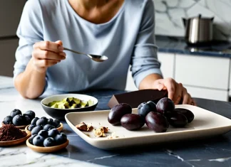 10 Foods That Help Fight Stress Nutrient-rich stress-fighting superfoods including berries, nuts, and tea on marble
