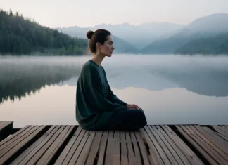 How to Meet Loss and Pain Without Fear Person sitting peacefully by misty morning lake meeting sorrow with courage