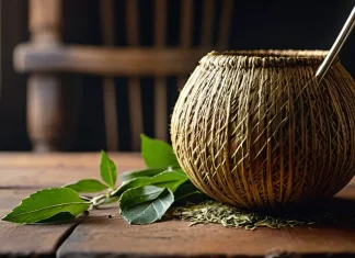 Yerba Mate: The Ethical and Healthier Alternative to Coffee Traditional calabash mate gourd with silver bombilla straw and loose green leaves