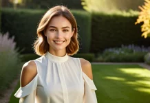 Body Language: The Psychosomatics of Women’s Health Poised woman standing with upright relaxed posture in sunny garden
