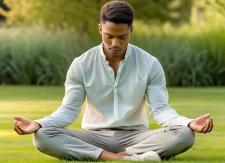 Navigating Panic: A Holistic Guide to Resilience Person sitting on grass practicing calming belly breathing with hands on chest