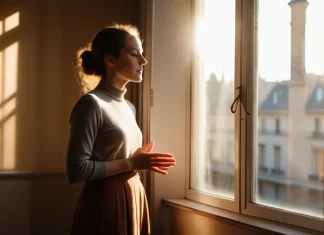 7 Simple Ways to Reset After a Stressful Morning Person breathing deeply by sunny open window resetting mood after stressful start