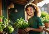 How to Flourish: Four Skills for Inner Well-Being Smiling person nurturing green plants on sunlit balcony showing vitality